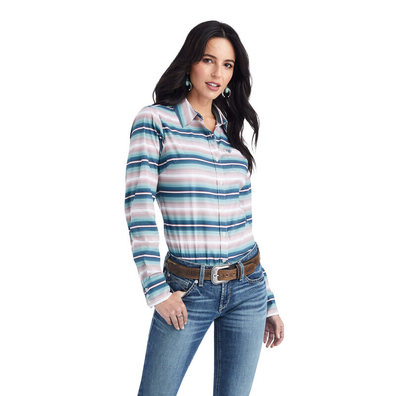 Blusas Ariat Kirby Stretch Azules/Rosas/Blancas Mujer - Chile 952-NDGZRL